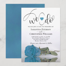 Vi gör Elegant Turcos Blue Ro Romantic Bröllop Inbjudningar
