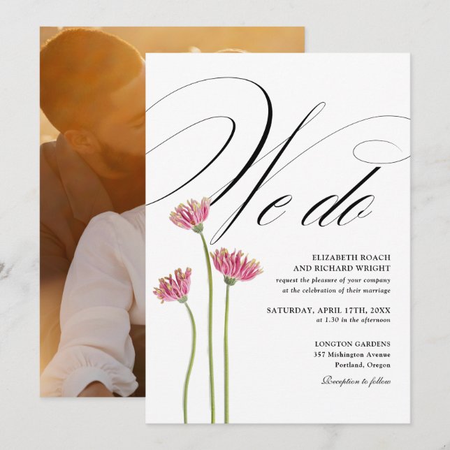 Vi Gör Eleganta Blommiga Vildblommor Foto Bröllop Inbjudningar (Fram/baksida)