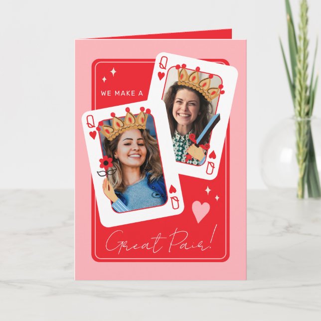 Vi gör ett foto av lesbisken valentines day med un kort (Framsida)