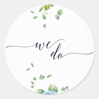 Vi gör Eucalyptus Hydrangea Garden Wedding Sticker Runt Klistermärke