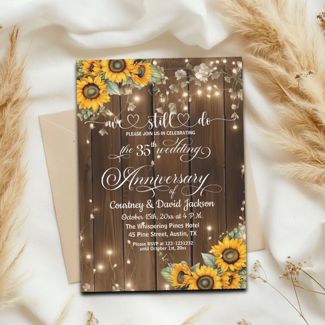 Vi gör fortfarande 35e Bröllop-årsdagen String Lju Inbjudningar (Skapare uppladdad)