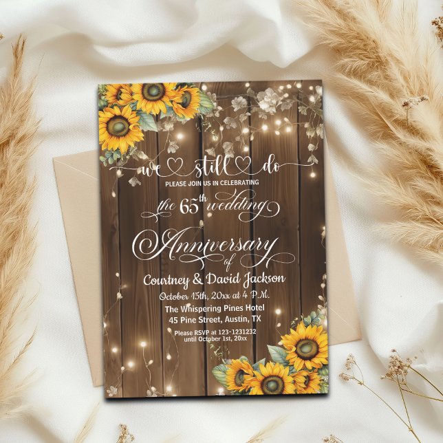 Vi gör fortfarande 65e Bröllop-årsdagen String Lju Inbjudningar (Skapare uppladdad)