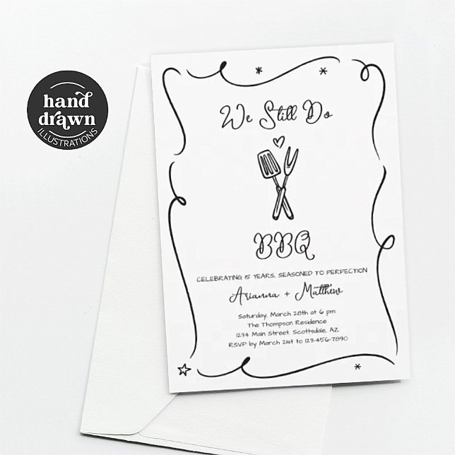 Vi gör fortfarande BBQ-jubileumspartaj invitation Inbjudningar (Skapare uppladdad)