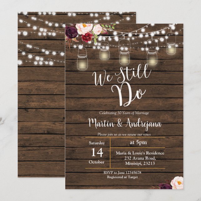 Vi gör fortfarande bröllopsjubileums inbjudningsko inbjudningar (Fram/baksida)