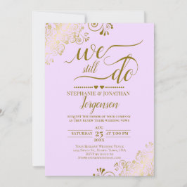 Vi gör fortfarande Elegant Lilac Lila Guld Vow Ren Inbjudningar