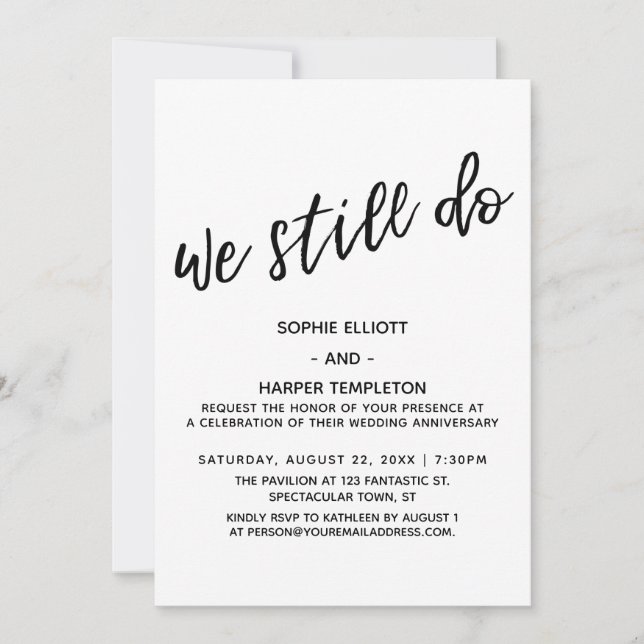 Vi gör fortfarande enkel modern handskrift årsdag inbjudningar (Framsida)