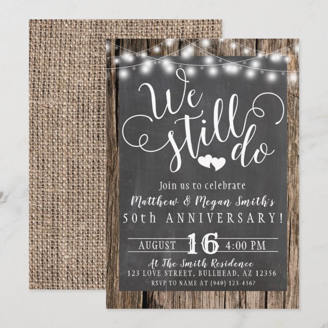 Vi gör fortfarande ett års träskiva i Ljus Inbjudningar (Fram/baksida)