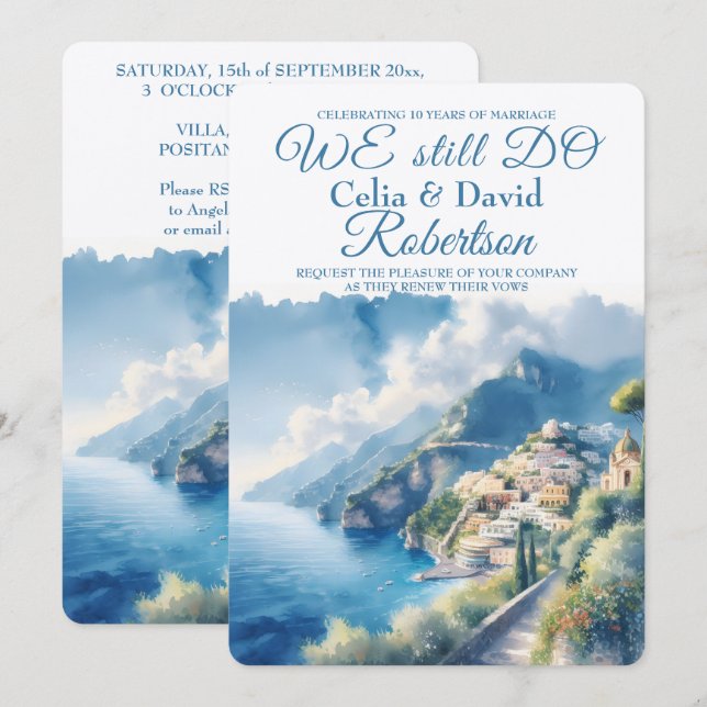 Vi gör fortfarande förnyelse av vigsel Amanfi Posi Inbjudningar (Fram/baksida)