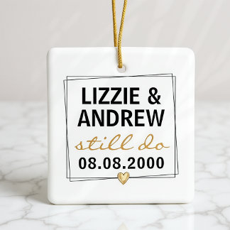 Vi gör fortfarande fotfoto för Bröllop-årsdagen Julgransprydnad Keramik