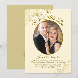 Vi gör fortfarande Guld & Cream Bröllop Vow Renewa Inbjudningar