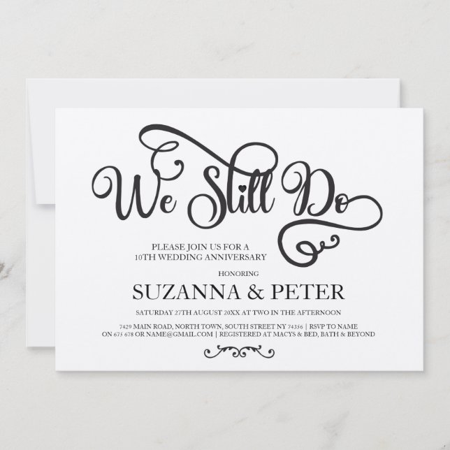 Vi gör fortfarande Kalligrafi Bröllopsjubileum Ele Inbjudningar (Framsida)