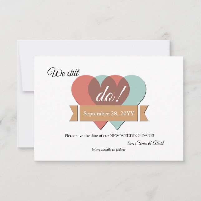 Vi gör fortfarande om Bröllopsdatum tillkännages Meddelande (Framsida)