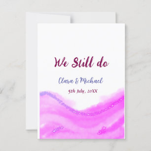 Vi gör fortfarande rosa lila akvarell glitter glit vykort