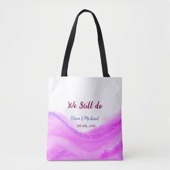 Vi gör fortfarande rosa lila  glitter gnistra tygkasse (Framsida)