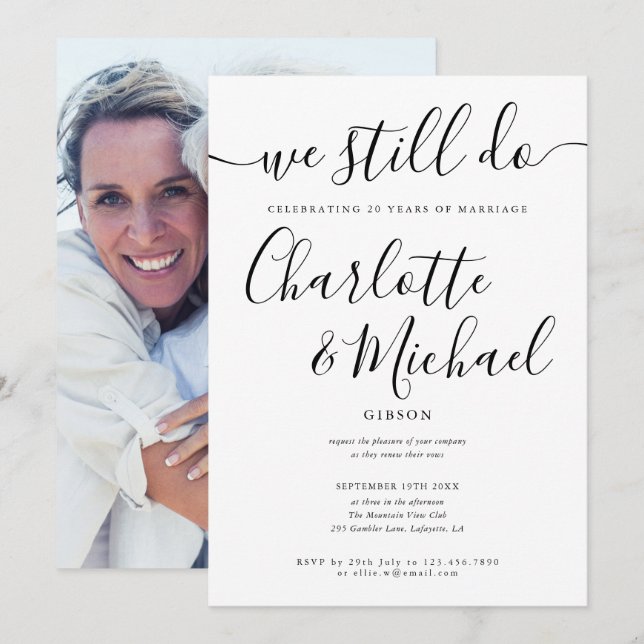 Vi gör fortfarande skriptlöfte förnyelse årsdag fo inbjudningar (Fram/baksida)