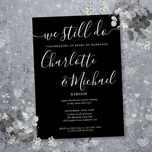 Vi gör fortfarande skriptlöfte förnyelse årsdag inbjudningar (We Still Do Script Vow Renewal Anniversary Invitation)