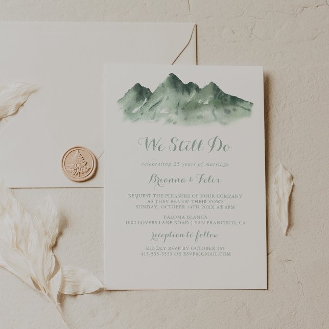 Vi gör fortfarande Vow Renewal Grönt Mountain Land Inbjudningar (Skapare uppladdad)