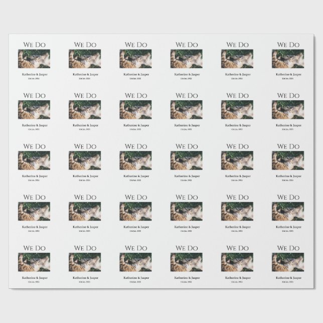 Vi gör fotodatumkupong för namn i bröllop förlovni presentpapper (Platt)