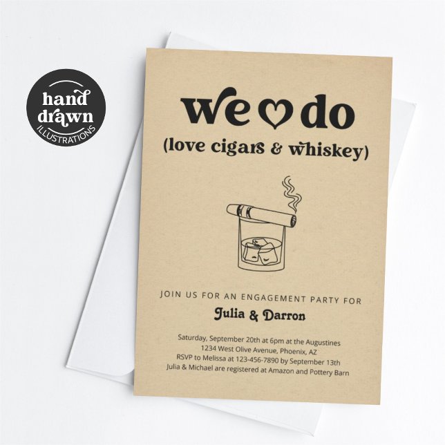 Vi gör Kärlek Cigars & Whiskey Förlovningsfest Inbjudningar (Skapare uppladdad)