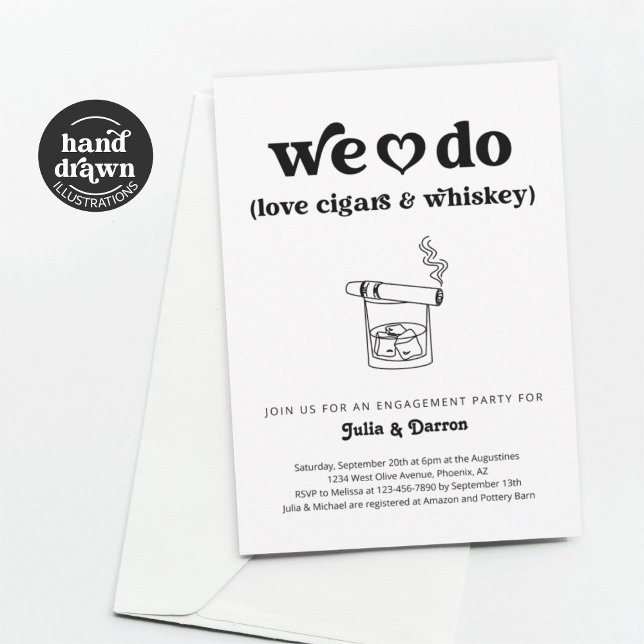 Vi gör Kärlek Cigars & Whiskey Förlovningsfest Inbjudningar (Skapare uppladdad)