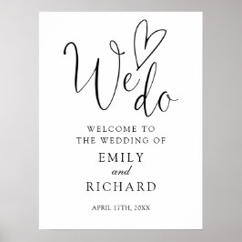 Vi gör Kärlek Heart Bröllop Välkomsttecken Poster