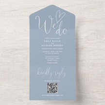 Vi gör Kärlek Heart QR-koden Dusty Blue Bröllop