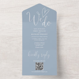 Vi gör Kärlek Heart QR-koden Dusty Blue Bröllop