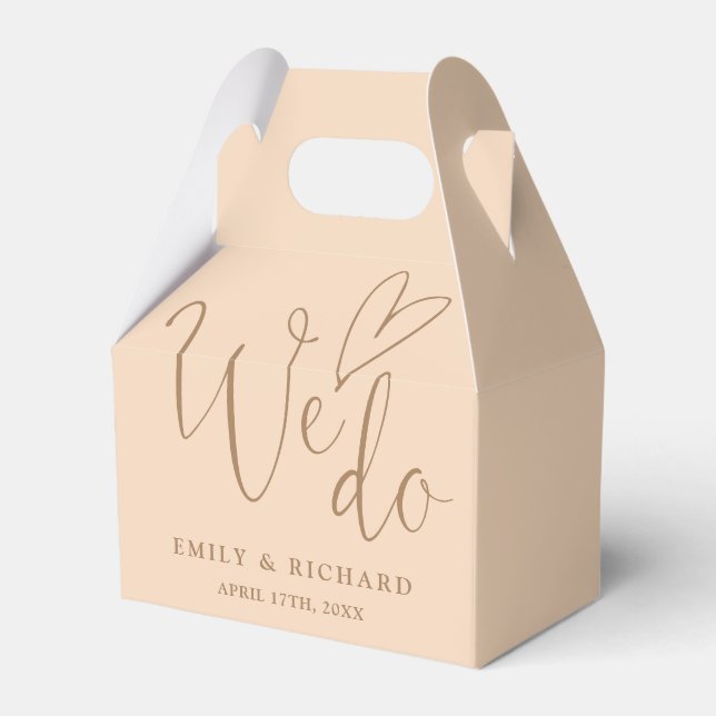 Vi gör Kärlek Heart Soft Peach Bröllop Presentaskar (Framsidan Sidan)
