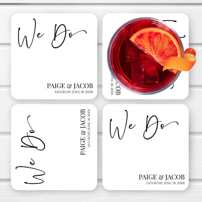 Vi gör klassiskt, modernt, minimalistiskt Bröllop Underlägg Papper Kvadrat (Skapare uppladdad)