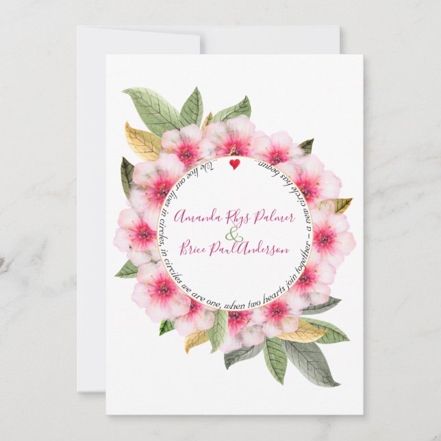 Vi gör körsbärsblommar med dikt bröllop inbjudningar (Framsida)