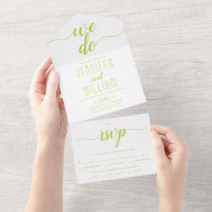 "Vi gör" lime green script typography bröllop