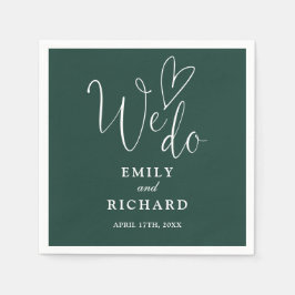 Vi gör manus kärlek hjärta smaragdgrön bröllop pappersservett