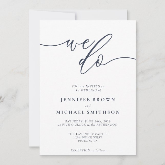 Vi gör minimalistisk signerad marinblå inbjudningar (Framsida)