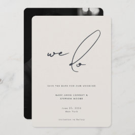 Vi gör minimalistiskt bege Grått-kalligraffoto Spara Datumet