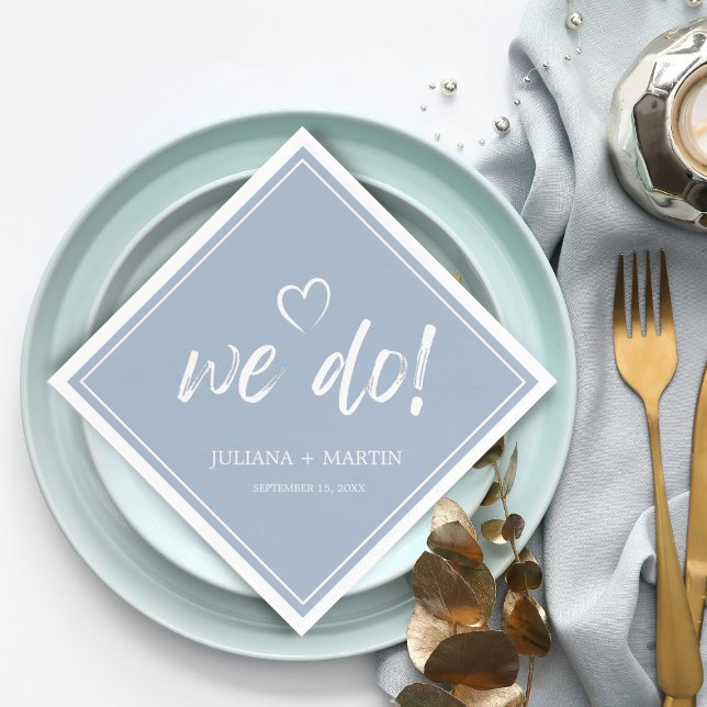 Vi gör minimalistiskt Modern Simple Blue Bröllop Pappersservett (Skapare uppladdad)