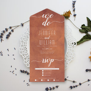 "Vi gör" nedfläckad teracotta calligraphy bröllop