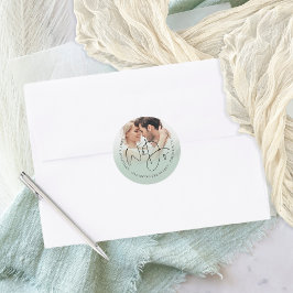 Vi gör Photo Returadress Sage Grönt Bröllop Runt Klistermärke