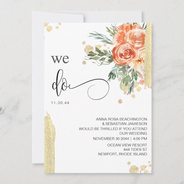 *~* VI GÖR Rosa ros Blommigt OSA AR15 QR BRÖLLOP Inbjudningar (Framsida)