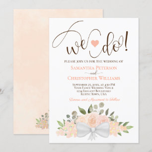 Vi gör Rustic Coral Peach Ro Boho Blommigt Bröllop Inbjudningar