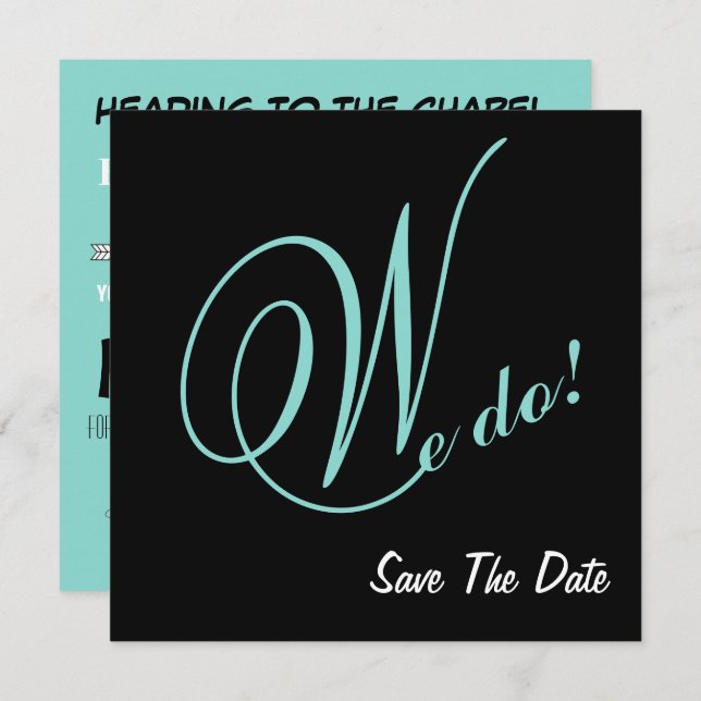 Vi gör Spara datum meddelande i Lycklig-paret Inbjudningar (Fram/baksida)