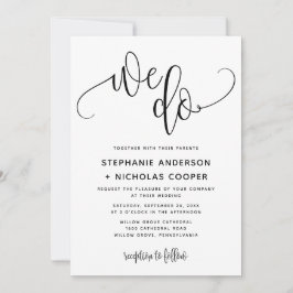 Vi gör svart, elegant skribenttypografi Bröllop Inbjudningar