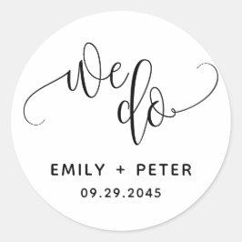 Vi gör svart, elegant skribenttypografi Bröllop Runt Klistermärke