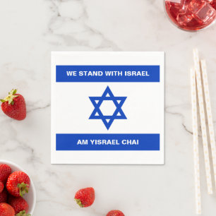Vi håller med Israel Am Yisrael Chai Israel flagga Pappersservett