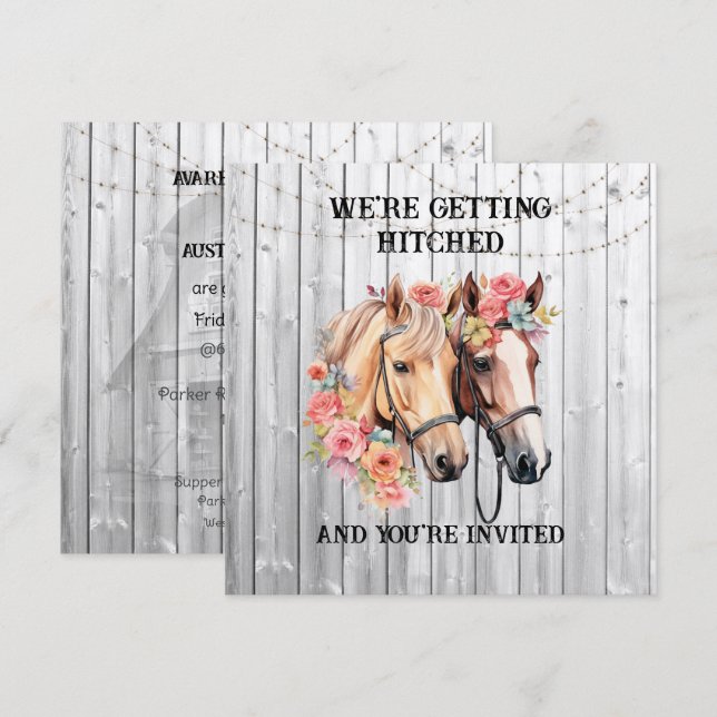 Vi håller på att hindras Westerna Bröllop Inbjudningar (Fram/baksida)