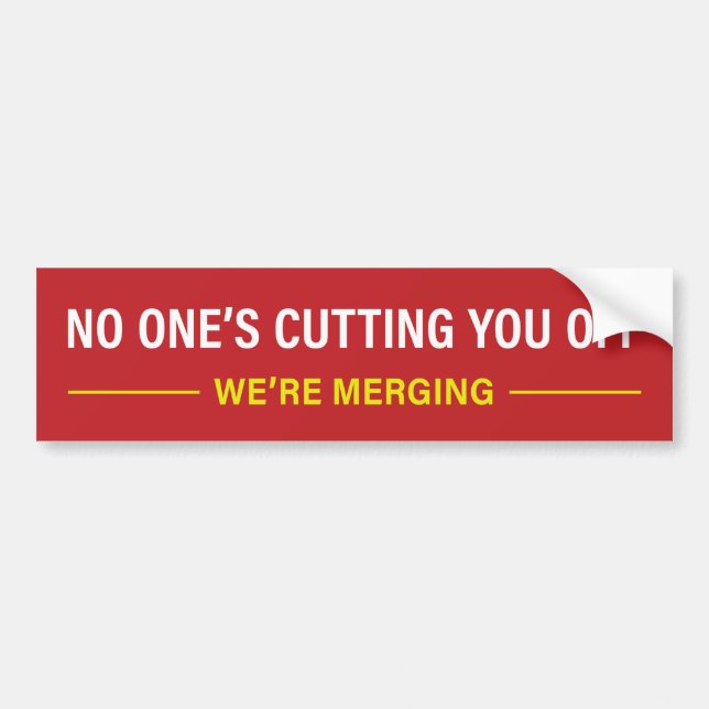 Vi håller på att slå ihop - Bumper Sticker Bildekal (Framsidan)