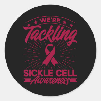 Vi håller på att ta itu med sickle Cell Awareness Runt Klistermärke