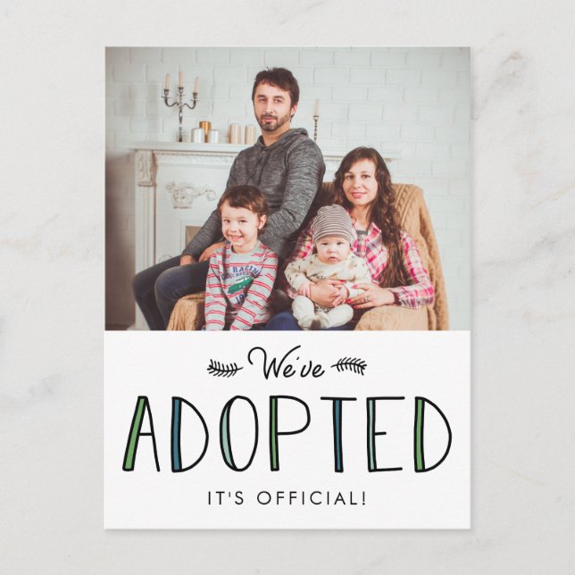 Vi har adopterat | Annonsering om adoption Meddelande Vykort (Framsida)