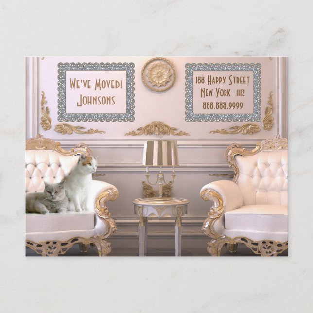 Vi har Adress Personlig-vykort Flyttat Meddelande Vykort (Framsida)