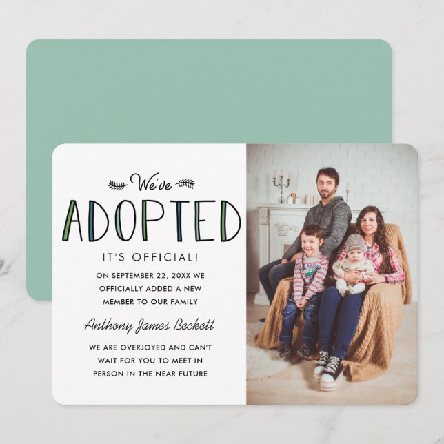 Vi har antagit | Meddelande om antagande (Fram/baksida)