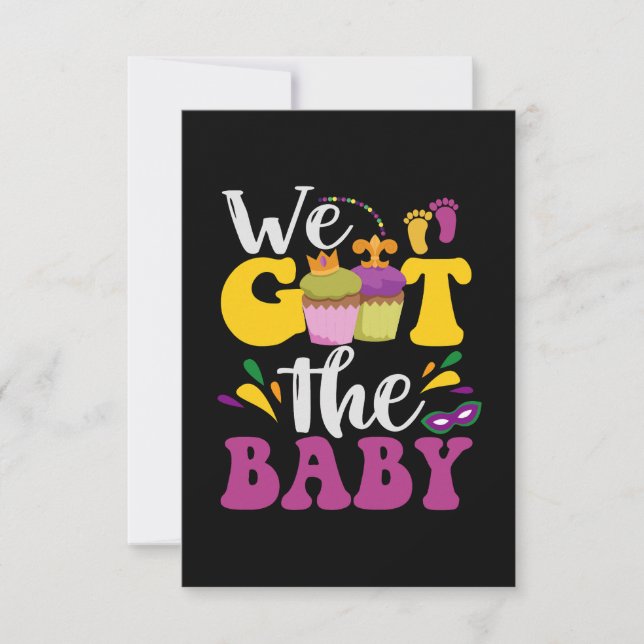 Vi Har Baby Cute Gravid Mardi Gras Gift Tack Kort (Framsida)